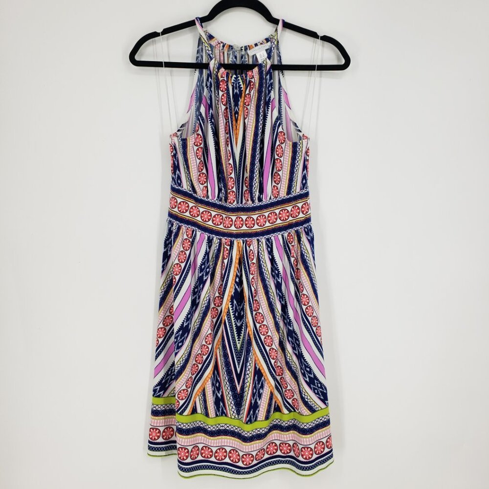 3/$25 London Times Halter Dress 6 Sleeveless A Line Jersey Knit Casual Sundress